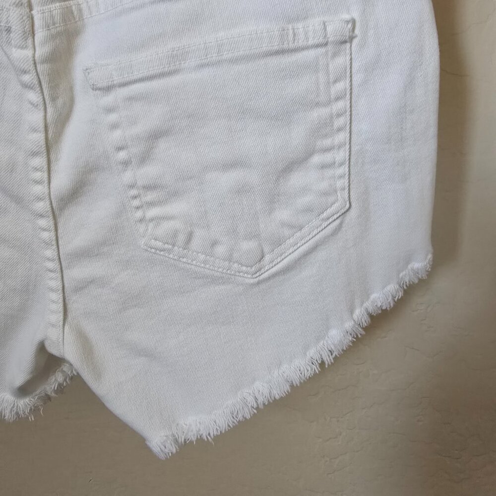 L'AGENCE Zoe White Frayed Cutoff Denim Shorts Size 27 Stretchy High Rise - Picture 11 of 15